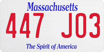 MA license plate 447JO3