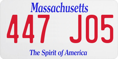 MA license plate 447JO5