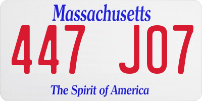MA license plate 447JO7