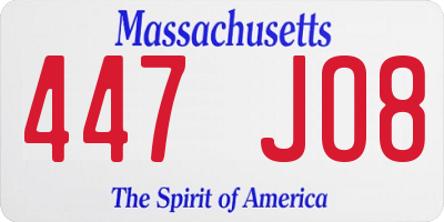 MA license plate 447JO8