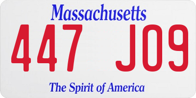 MA license plate 447JO9