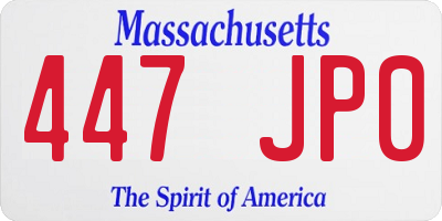 MA license plate 447JP0
