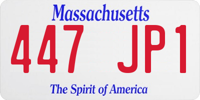 MA license plate 447JP1