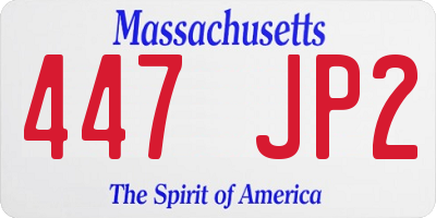 MA license plate 447JP2