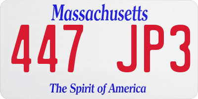 MA license plate 447JP3