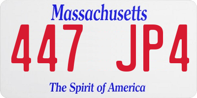 MA license plate 447JP4