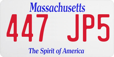 MA license plate 447JP5