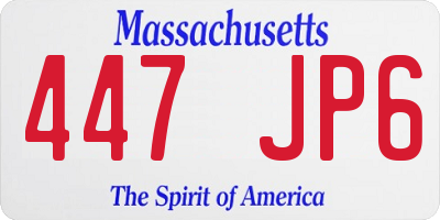 MA license plate 447JP6