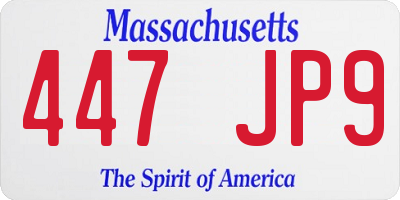 MA license plate 447JP9