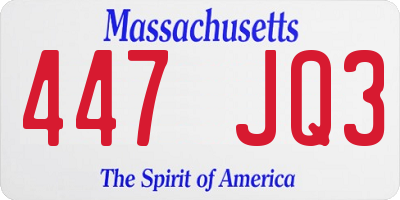 MA license plate 447JQ3