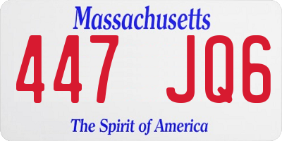 MA license plate 447JQ6