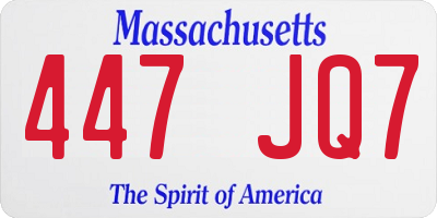 MA license plate 447JQ7