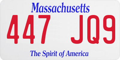 MA license plate 447JQ9