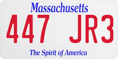 MA license plate 447JR3