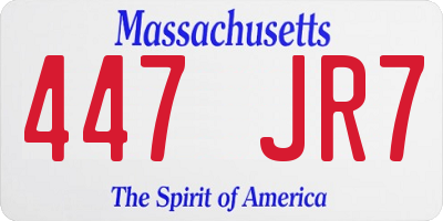 MA license plate 447JR7