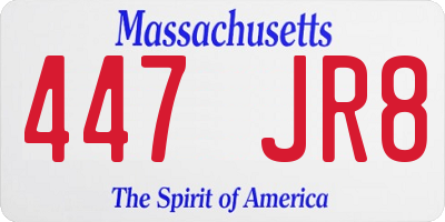 MA license plate 447JR8
