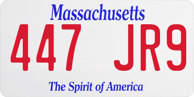 MA license plate 447JR9