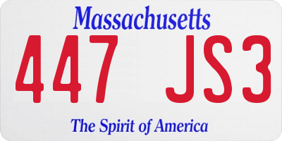 MA license plate 447JS3