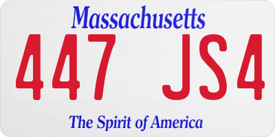 MA license plate 447JS4