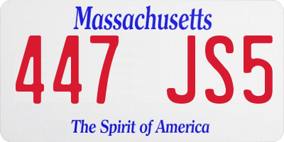 MA license plate 447JS5