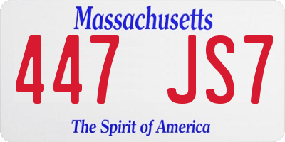 MA license plate 447JS7