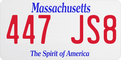 MA license plate 447JS8
