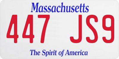 MA license plate 447JS9