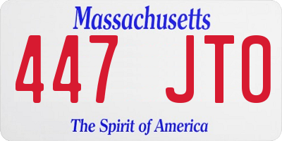 MA license plate 447JT0