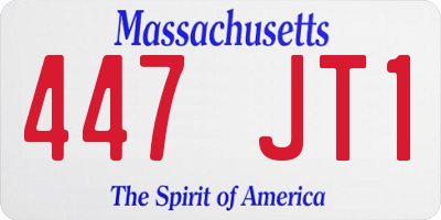 MA license plate 447JT1