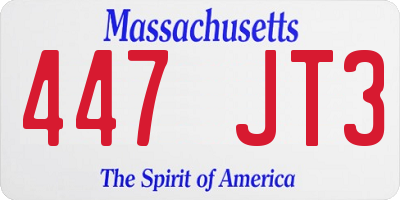 MA license plate 447JT3
