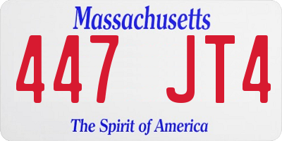 MA license plate 447JT4