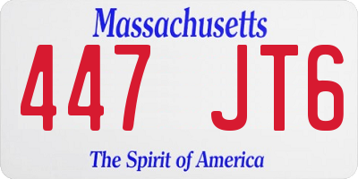 MA license plate 447JT6