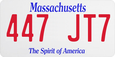 MA license plate 447JT7