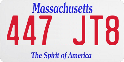 MA license plate 447JT8