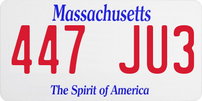 MA license plate 447JU3