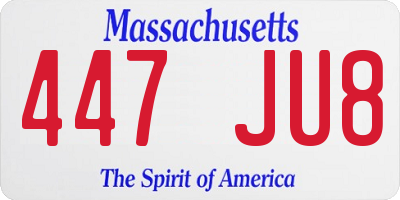 MA license plate 447JU8