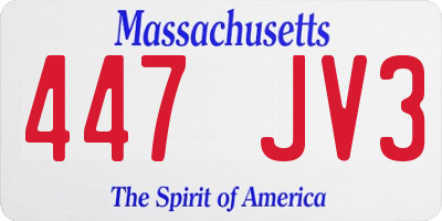 MA license plate 447JV3