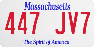 MA license plate 447JV7