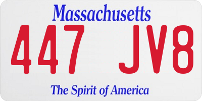 MA license plate 447JV8