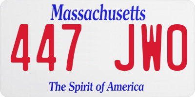 MA license plate 447JW0