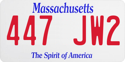 MA license plate 447JW2