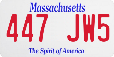 MA license plate 447JW5