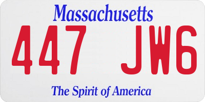 MA license plate 447JW6