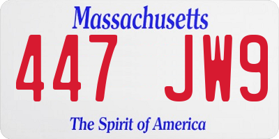 MA license plate 447JW9