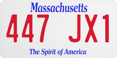MA license plate 447JX1