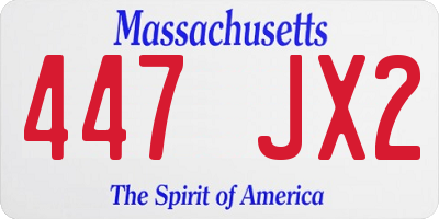 MA license plate 447JX2