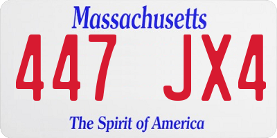 MA license plate 447JX4