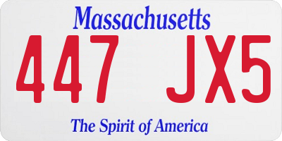 MA license plate 447JX5