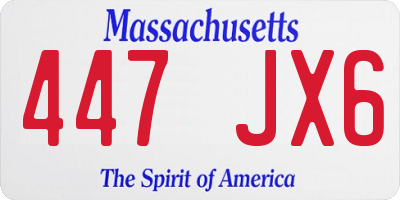 MA license plate 447JX6