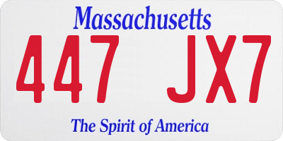 MA license plate 447JX7